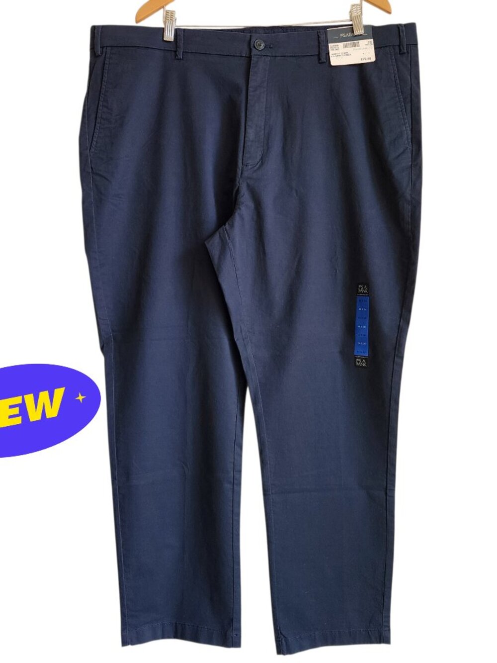 44x30 Navy Chinos Jos A Bank Cotton Traditional Fit Pants New Flat Front Classic